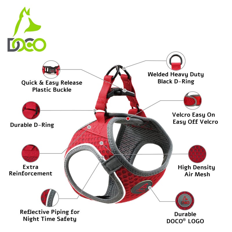 DOCO No Pull Dog Harness for Large Dogs | Adjustable Choke-Free Dog Vest with Breathable Air Mesh | Lightweight & Reflective for Training & Daily Walks â€“ Red, Medium (Chest 16â€“17 in, 10â€“15 lbs) - Image 5